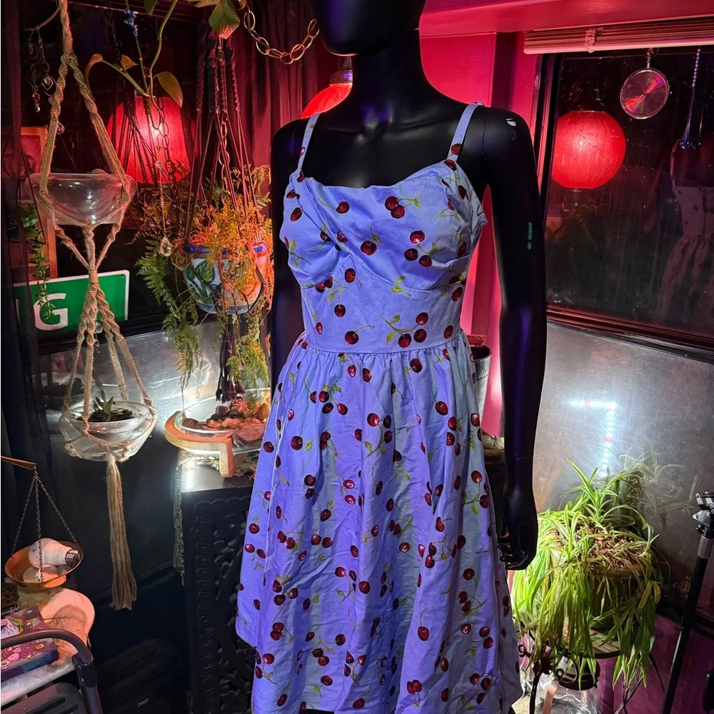 Stop Staring blue cherry print Dress - Picture 3 of 6